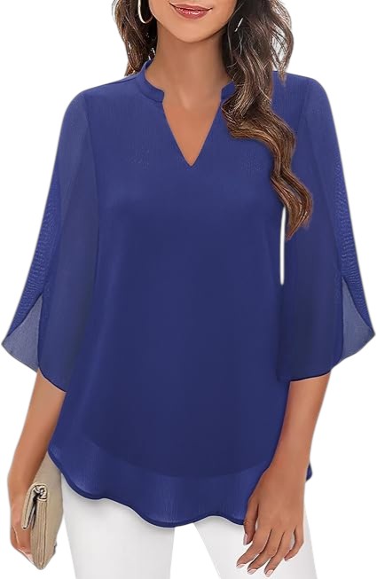 Anneliese - Flowy Blouse with Sheer Sleeves for Summer Outfits