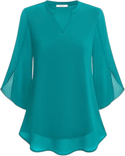 Anneliese - Flowy Blouse with Sheer Sleeves for Summer Outfits