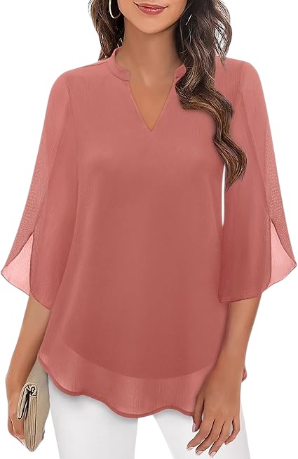 Anneliese - Flowy Blouse with Sheer Sleeves for Summer Outfits