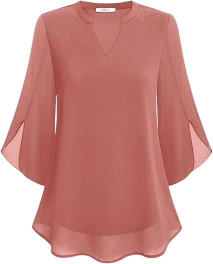 Anneliese - Flowy Blouse with Sheer Sleeves for Summer Outfits