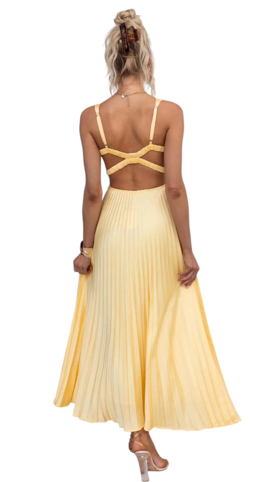 Calista - Pleated Maxi Dress with Empire Waist for Summer Outfits