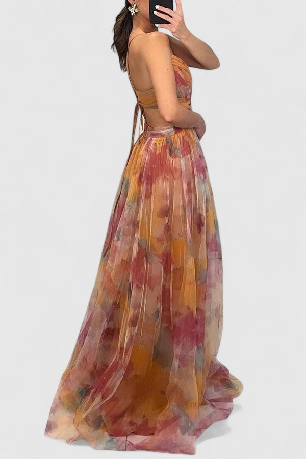 Colin Maxi Dress with Flowing Tulle Skirt for Eveningwear