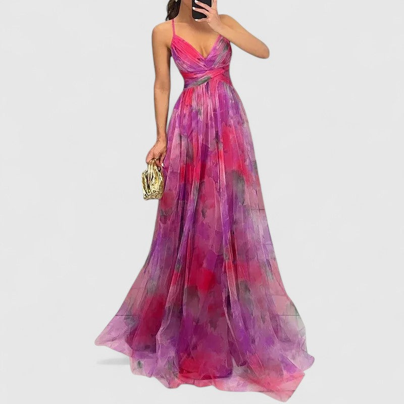 Colin Maxi Dress with Flowing Tulle Skirt for Eveningwear
