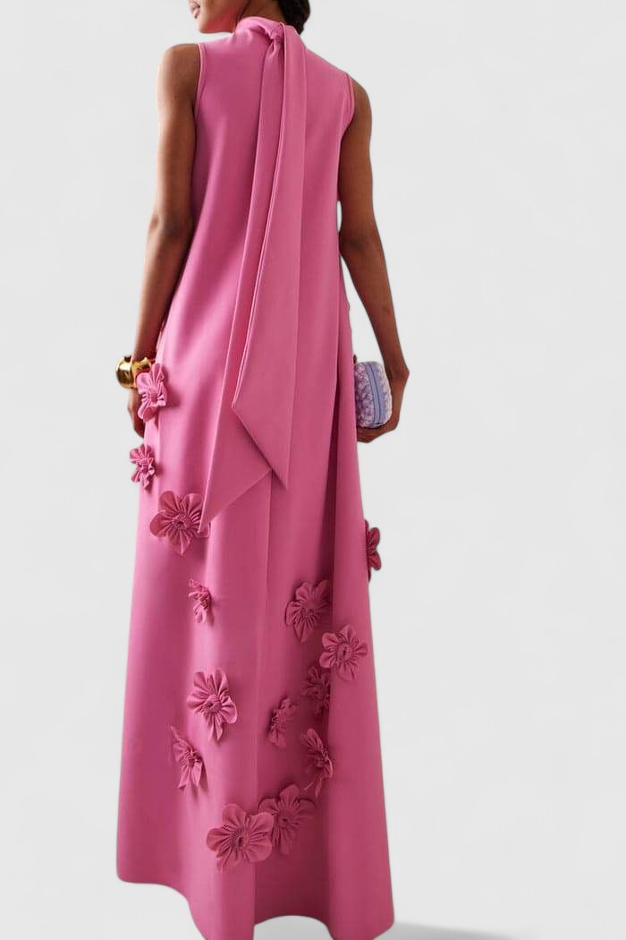 Orion Sleeveless Maxi Dress with 3D Floral Appliqué