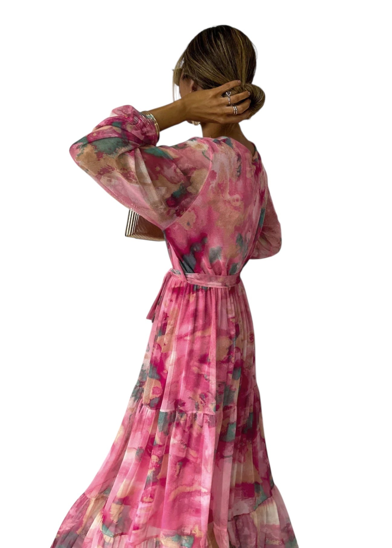 Evelisse - Printed Midi Dress with Relaxed Fit and Side Pockets