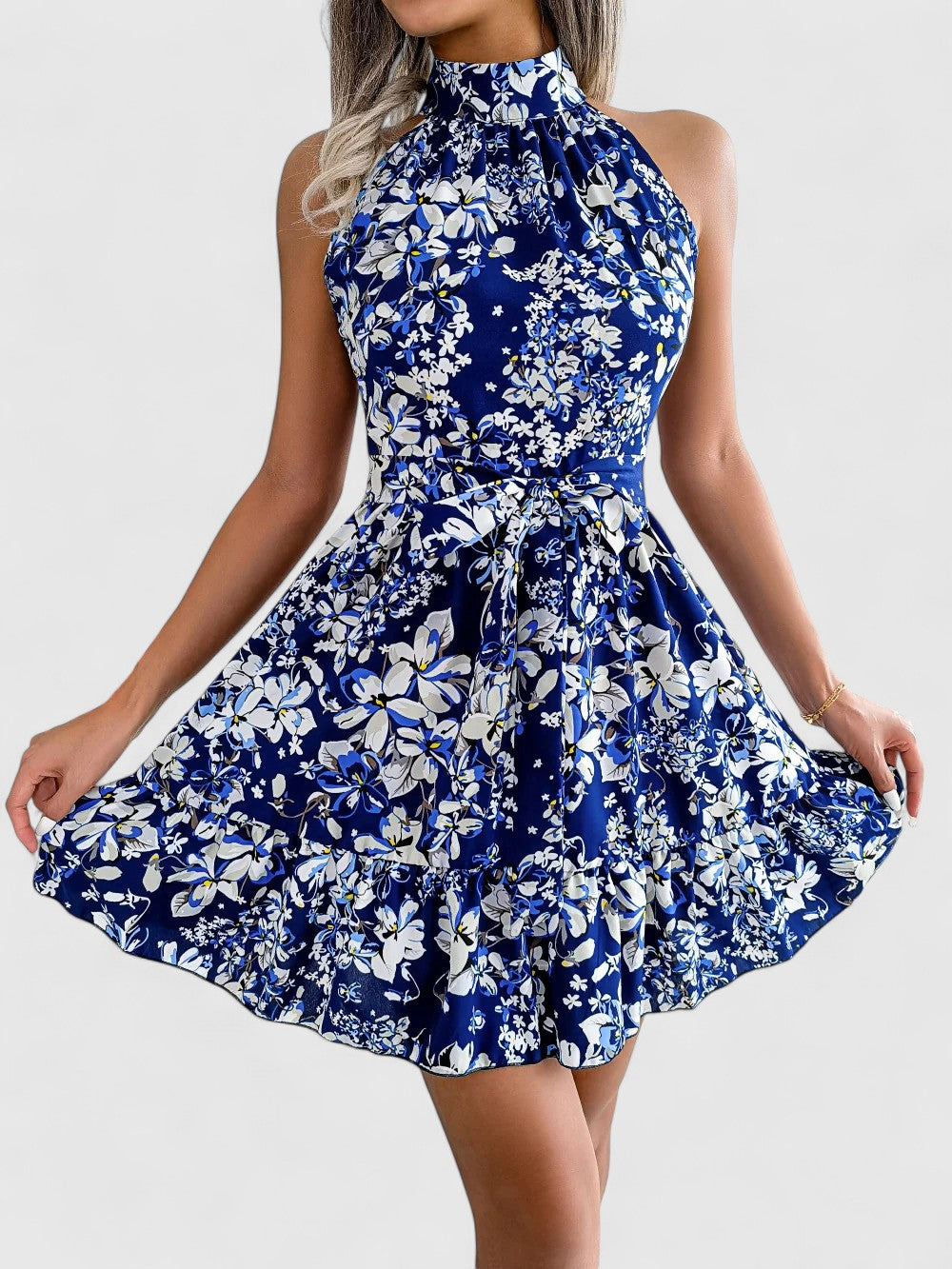 Florence Halter Mini Dress with Flared Hem