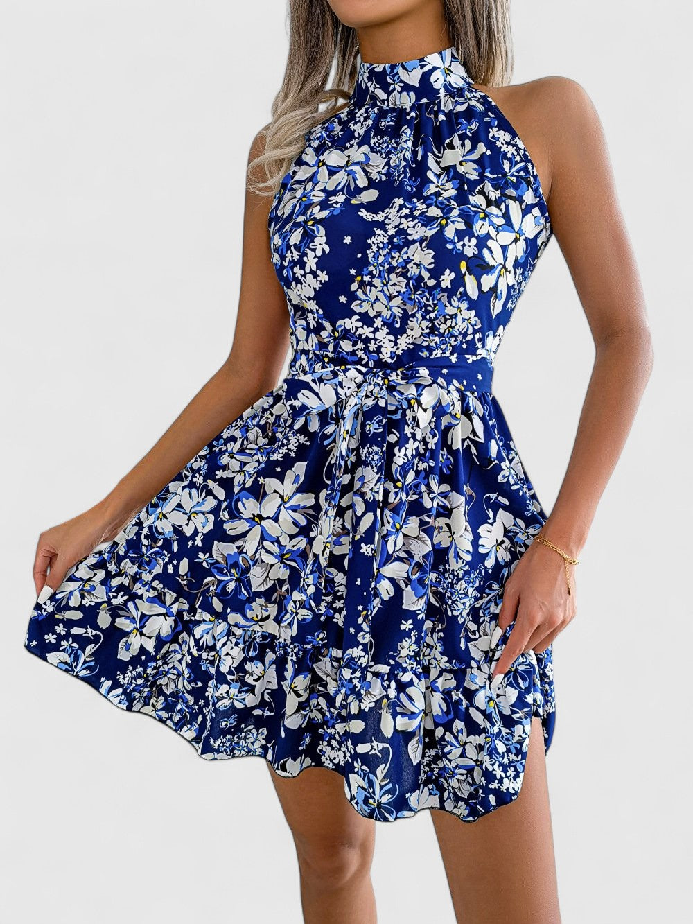 Florence Halter Mini Dress with Flared Hem