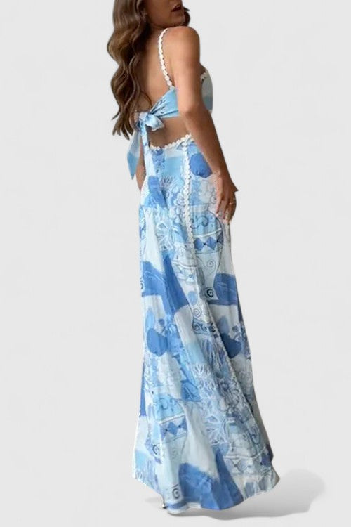 Graham Patchwork Maxi Dress with Boho-Inspired Print