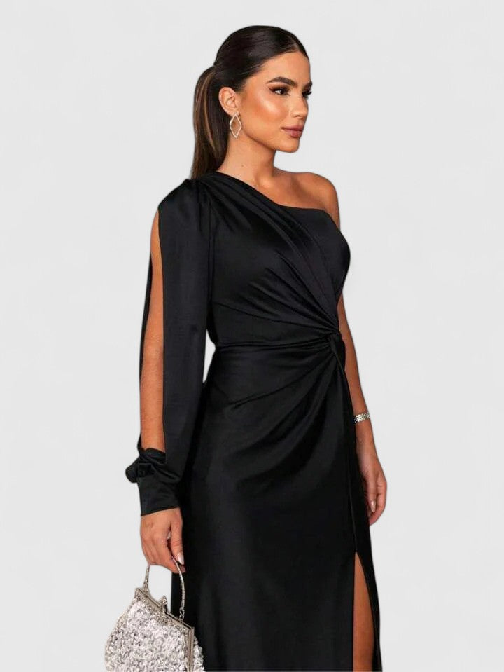 Hugh One-Shoulder Maxi Dress with High Side Slit
