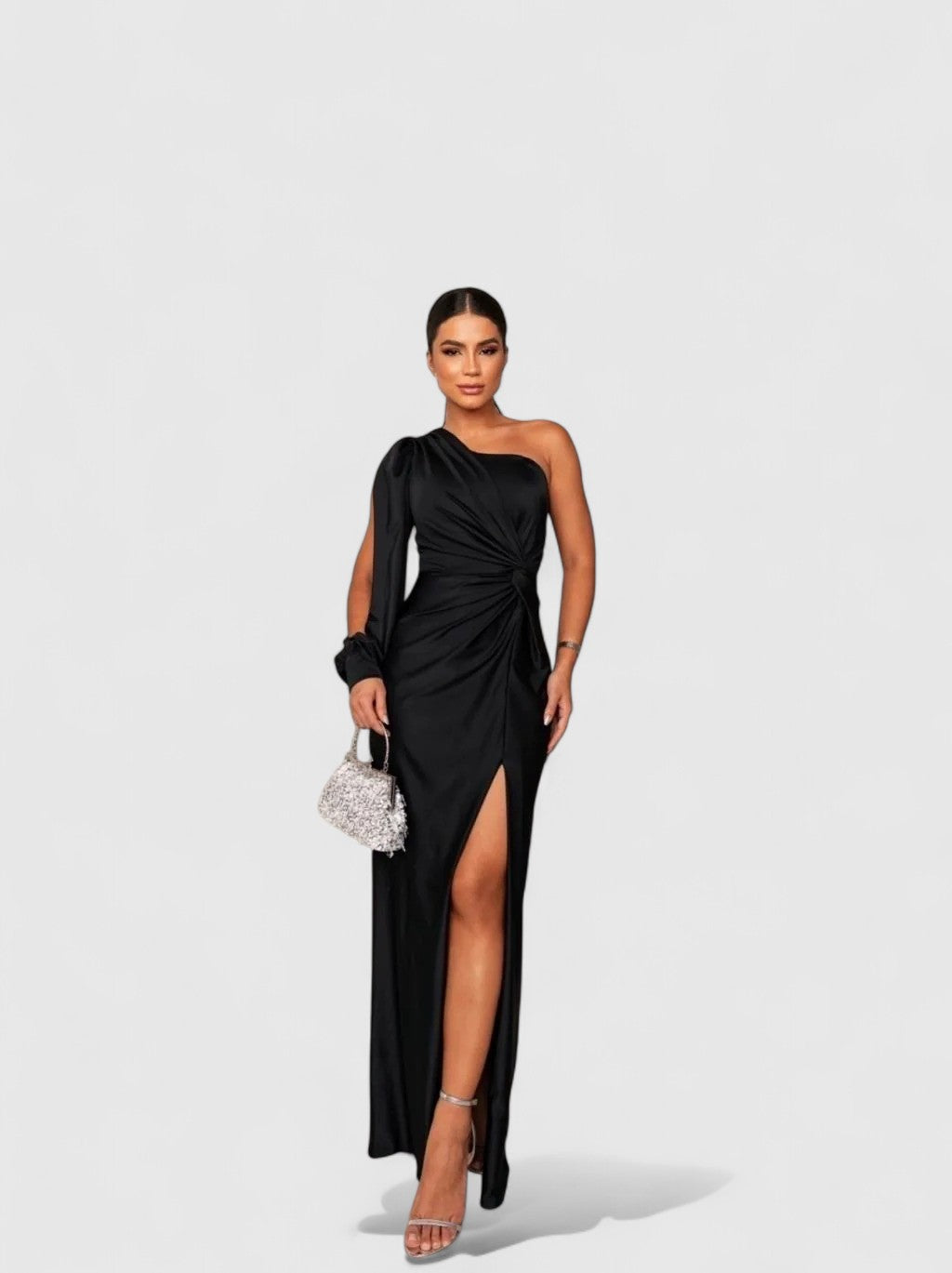 Hugh One-Shoulder Maxi Dress with High Side Slit