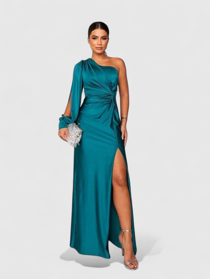 Hugh One-Shoulder Maxi Dress with High Side Slit