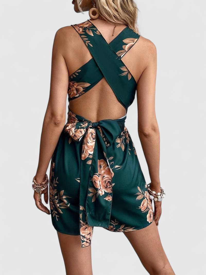 Liora Floral Romper with Wrap Waist for Resort Evenings