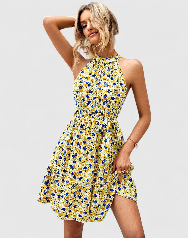 Maribel Halter Mini Dress with Tiered Skirt for Summer Outfits
