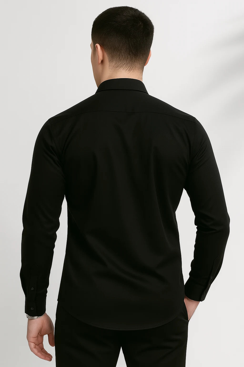 Nathan - Slim-Fit Dress Shirt with Spread Collar for Office or Formal Wear