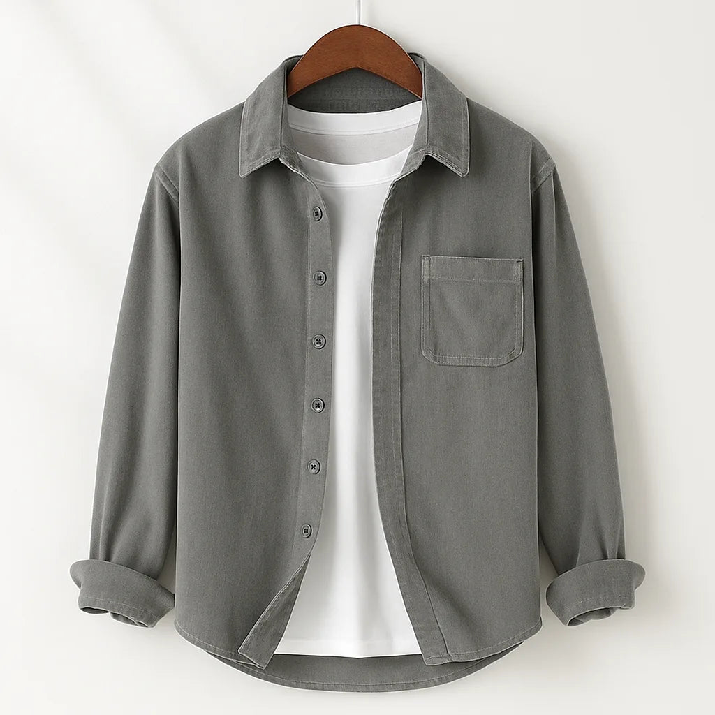 Noah - Casual Overshirt with Button-Down Front and Chest Pocket