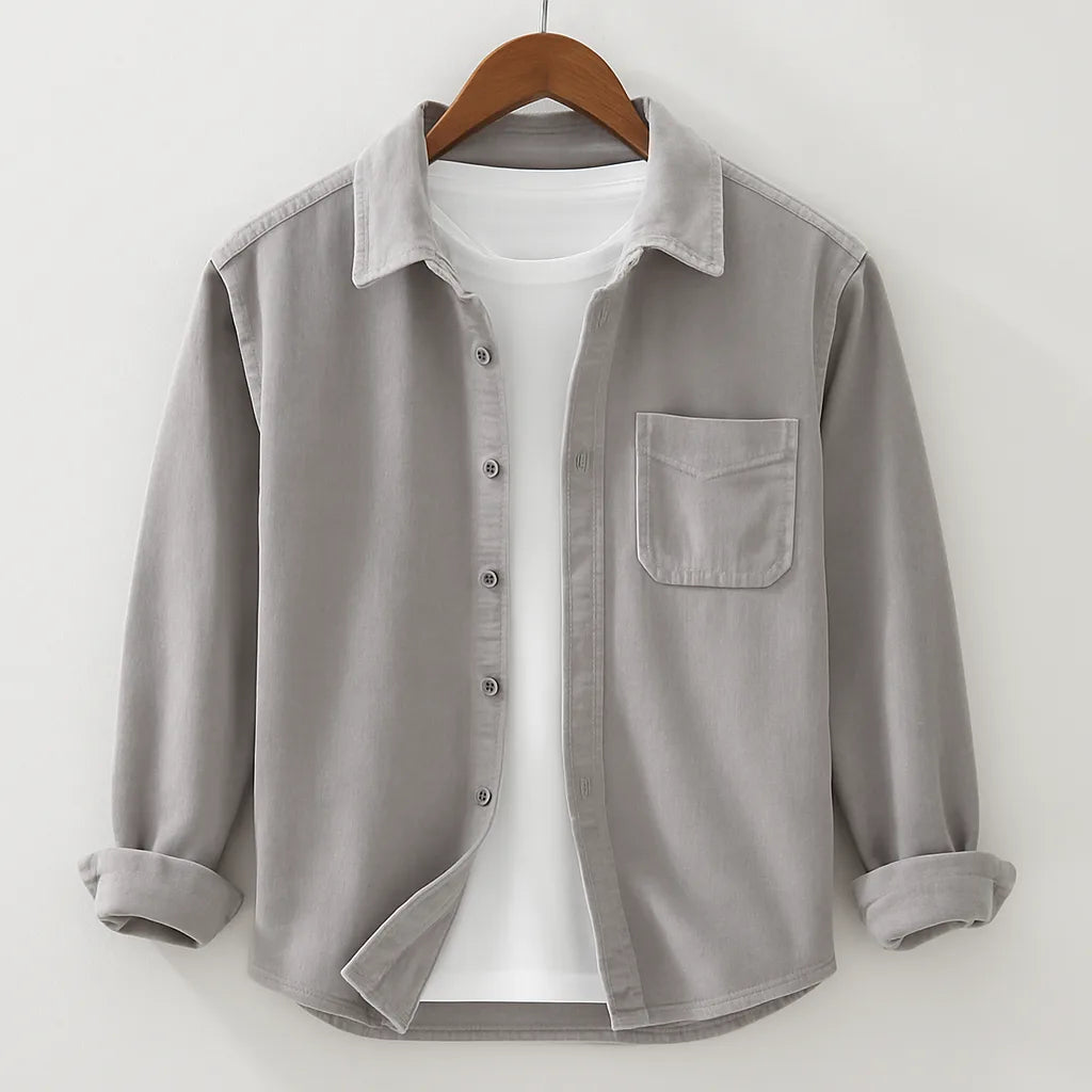 Noah - Casual Overshirt with Button-Down Front and Chest Pocket
