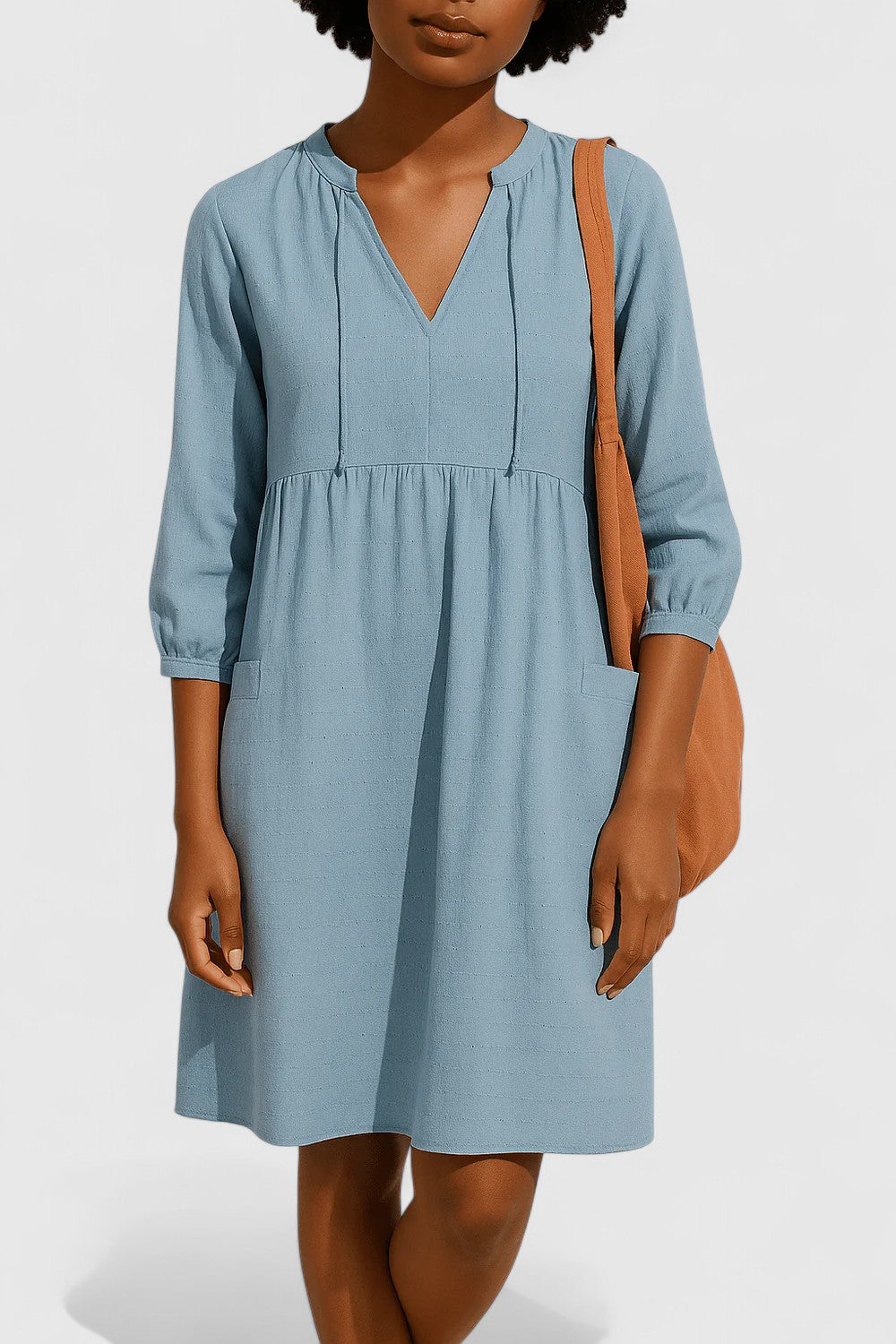 Noelle V-Neck Dress with Empire Waist for Everyday Comfort
