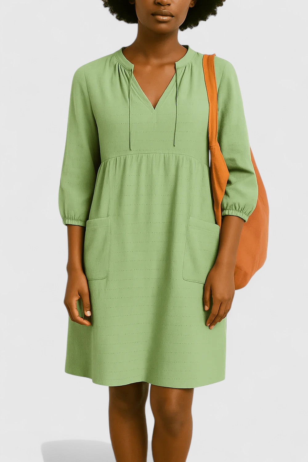 Noelle V-Neck Dress with Empire Waist for Everyday Comfort