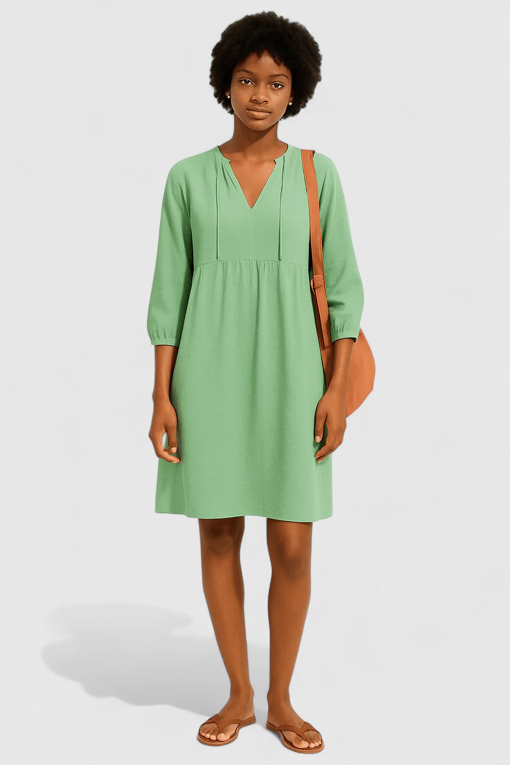 Noelle V-Neck Dress with Empire Waist for Everyday Comfort