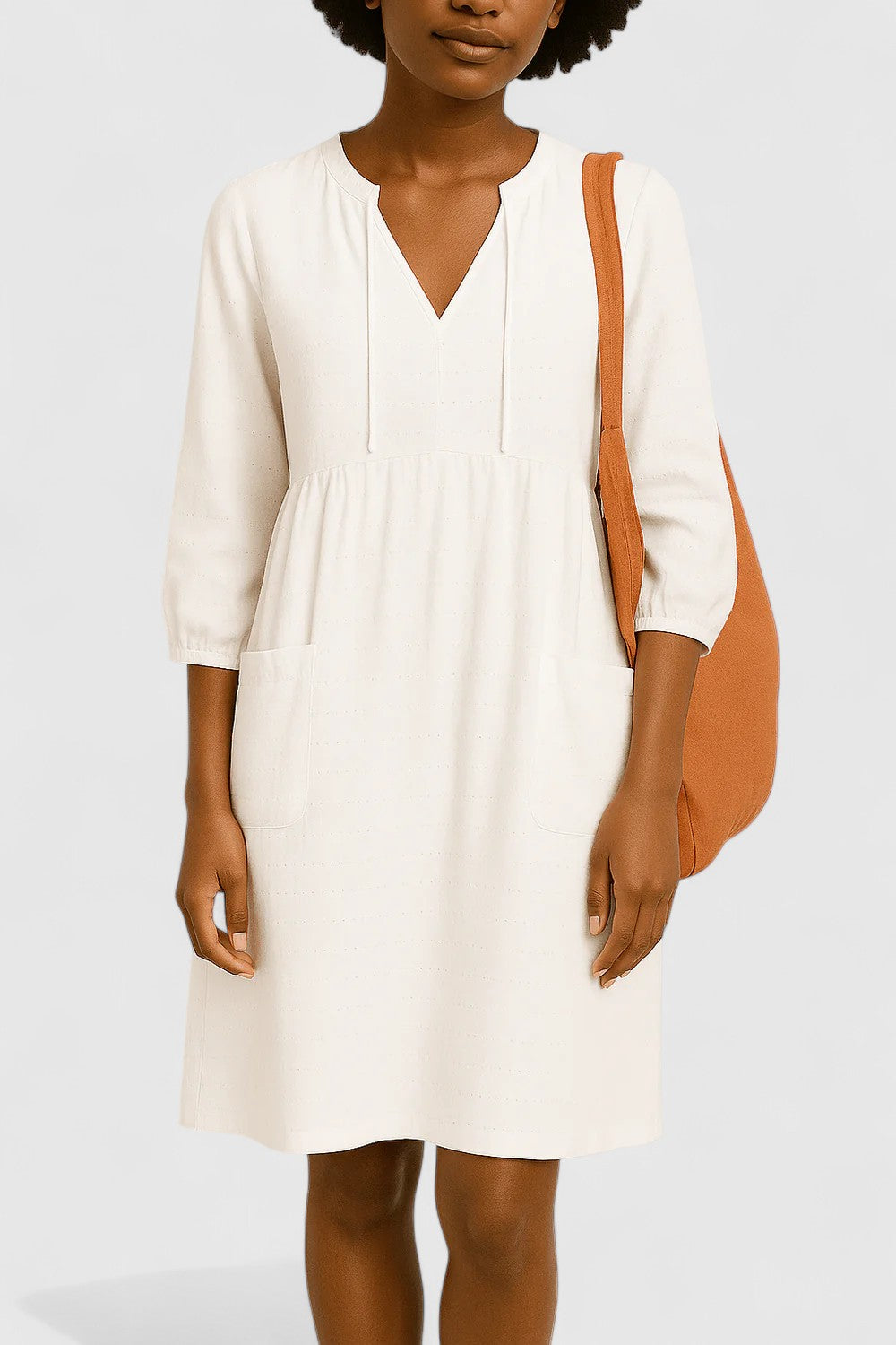 Noelle V-Neck Dress with Empire Waist for Everyday Comfort