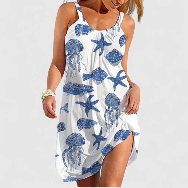 Selene Beach Dress with Print for Summer Getaways