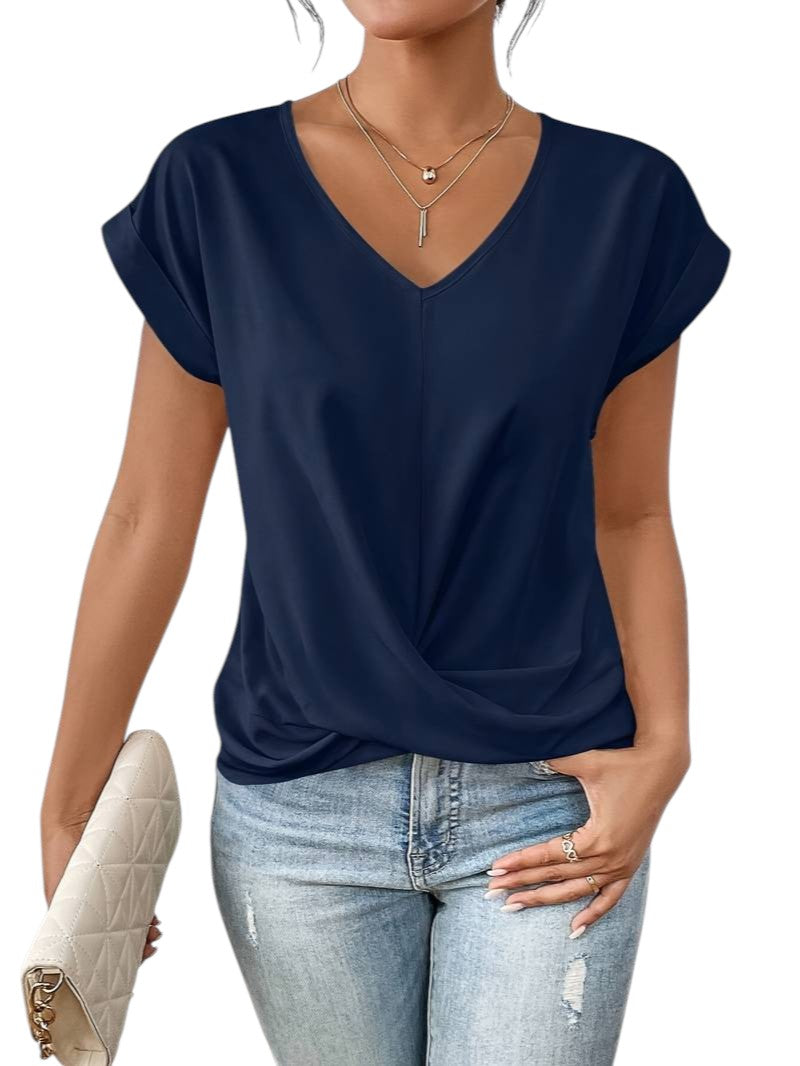 Seraphina - Blouse with Draped Front and Rolled Sleeves