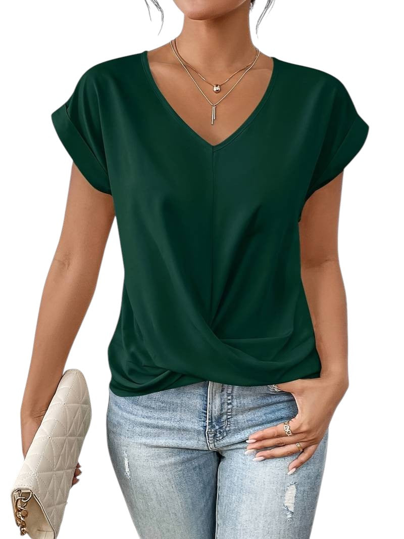 Seraphina - Blouse with Draped Front and Rolled Sleeves