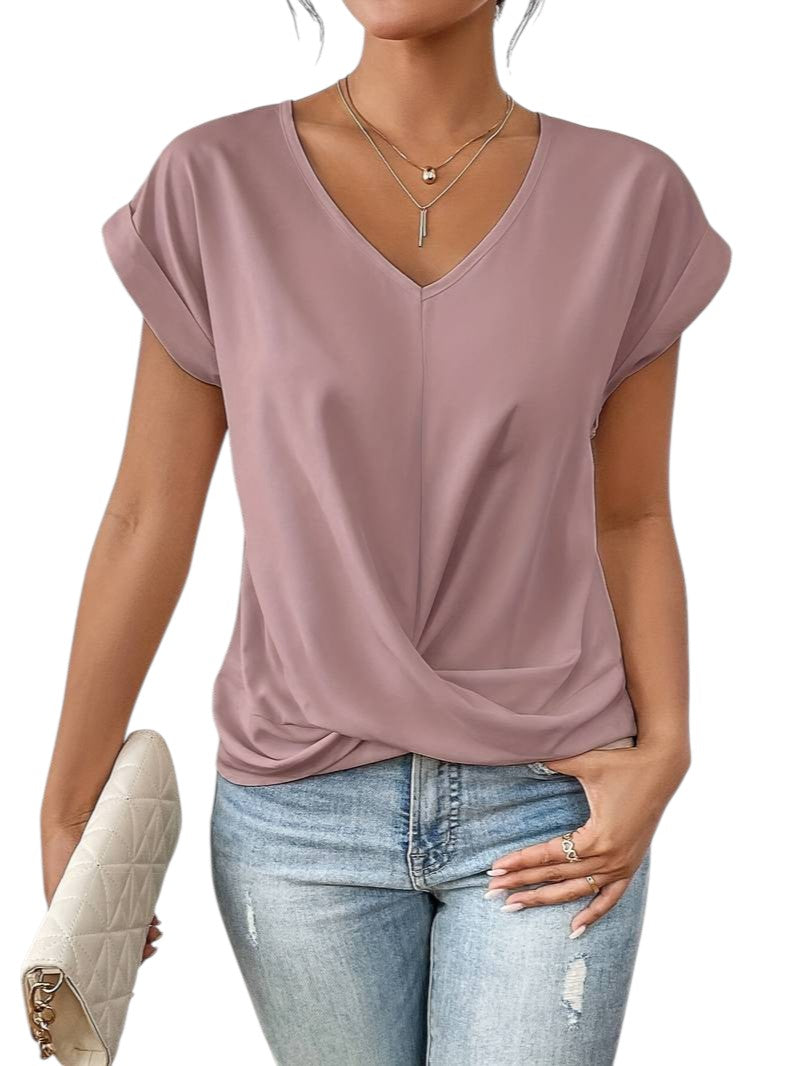 Seraphina - Blouse with Draped Front and Rolled Sleeves