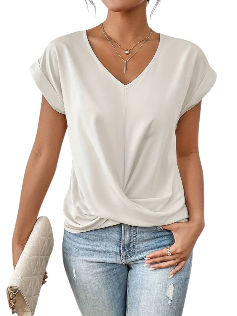 Seraphina - Blouse with Draped Front and Rolled Sleeves