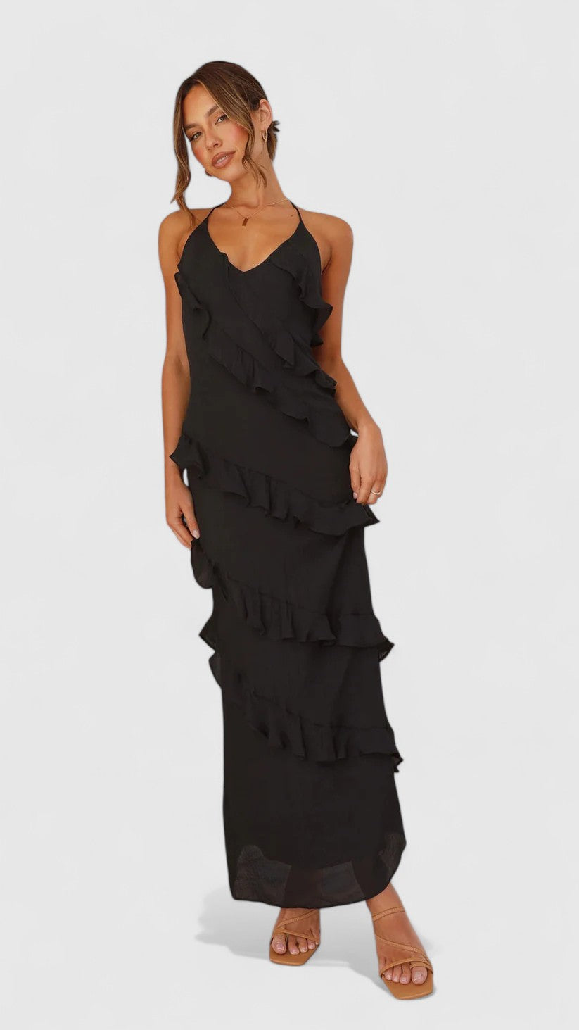 Seraphina Maxi Dress with Cascading Ruffle Layers for Eveningwear