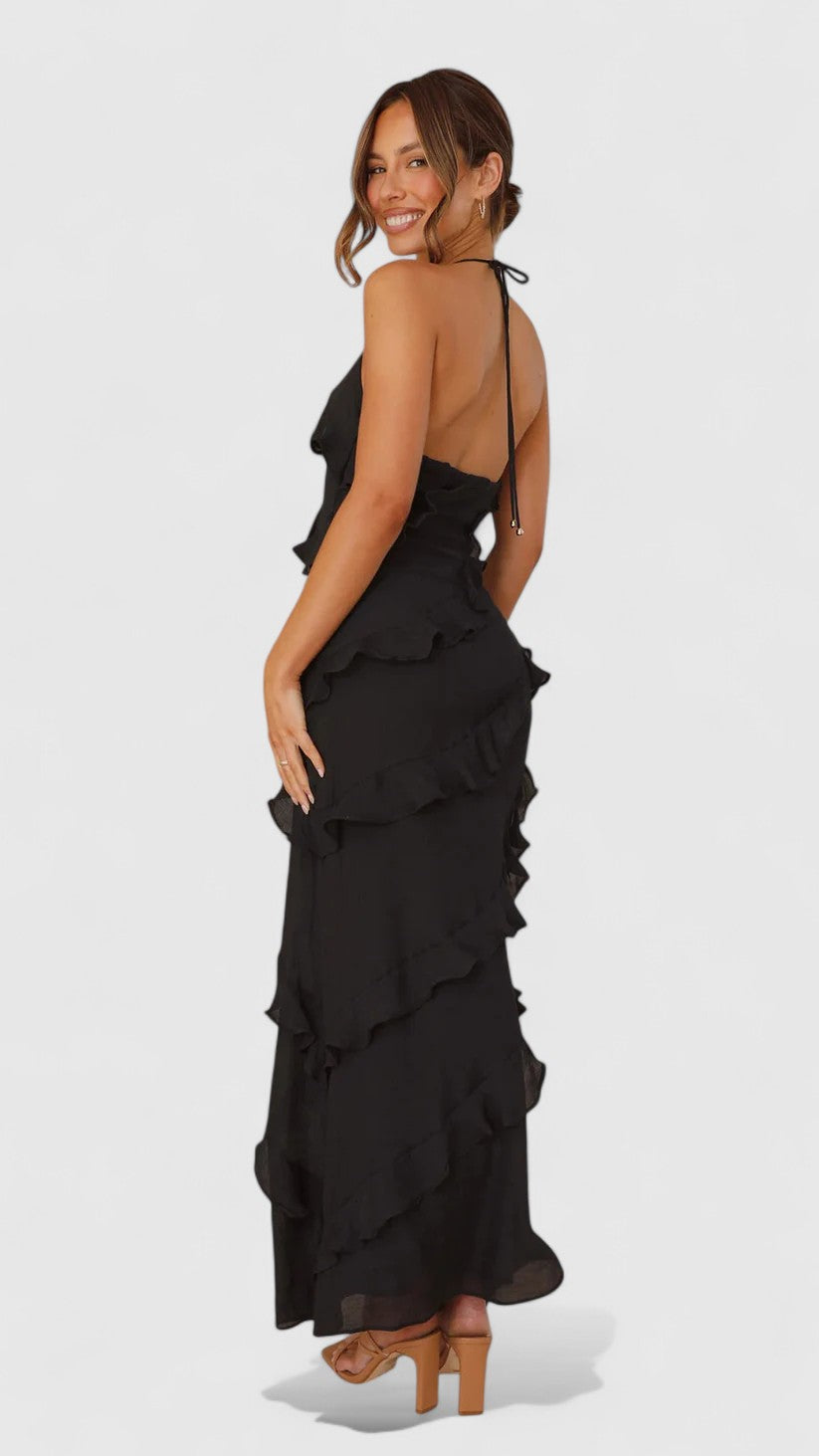 Seraphina Maxi Dress with Cascading Ruffle Layers for Eveningwear