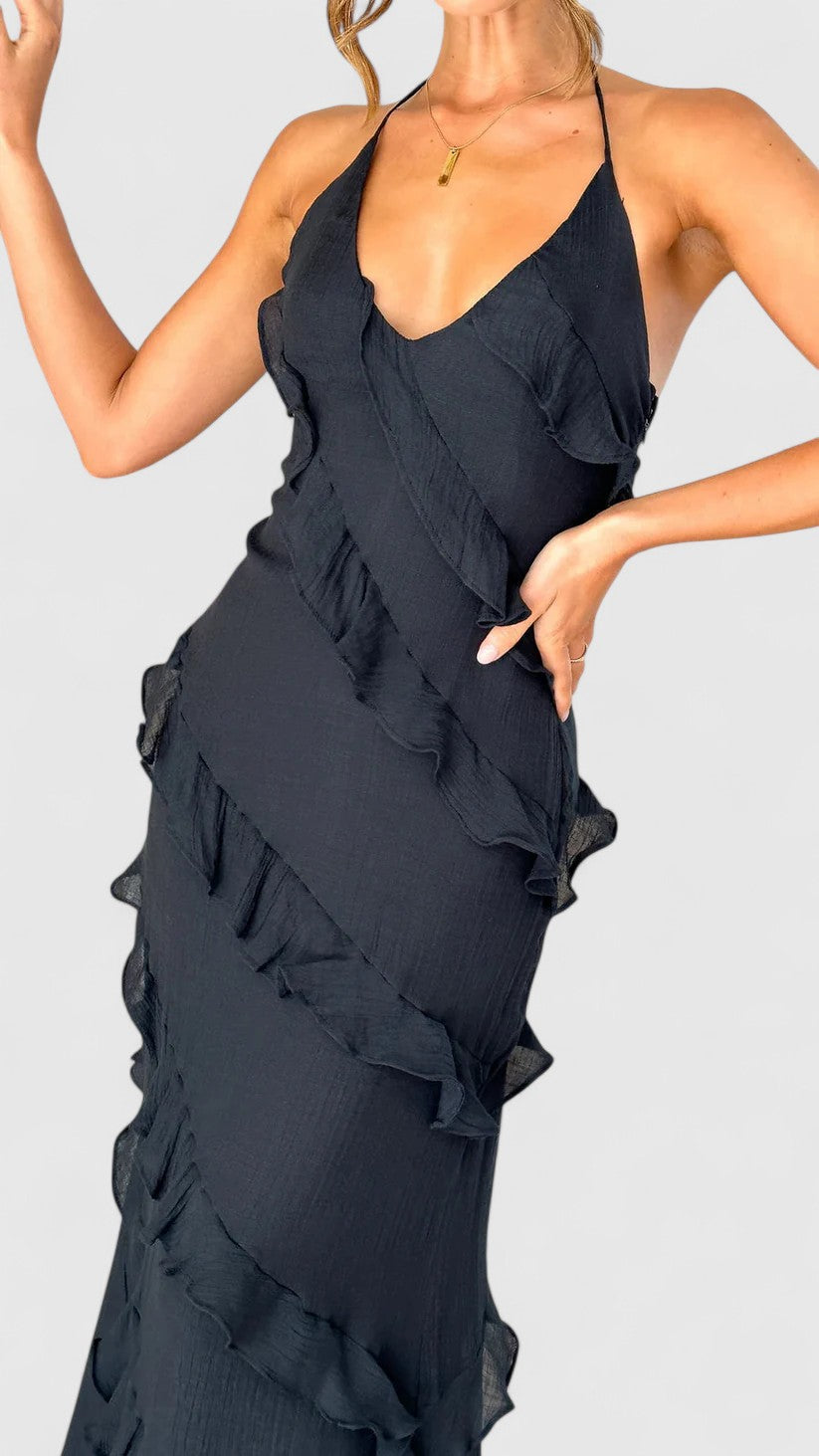 Seraphina Maxi Dress with Cascading Ruffle Layers for Eveningwear
