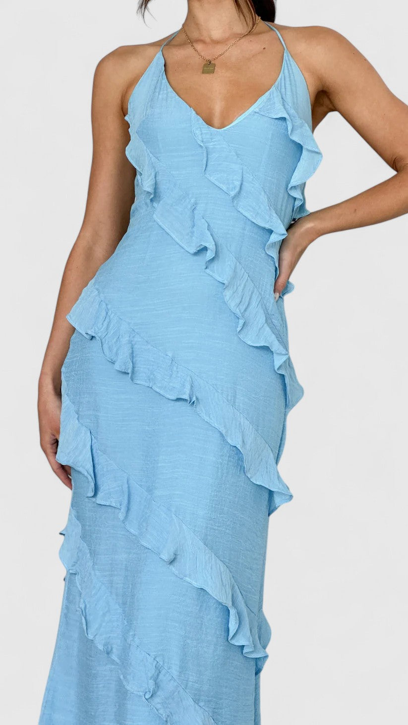 Seraphina Maxi Dress with Cascading Ruffle Layers for Eveningwear