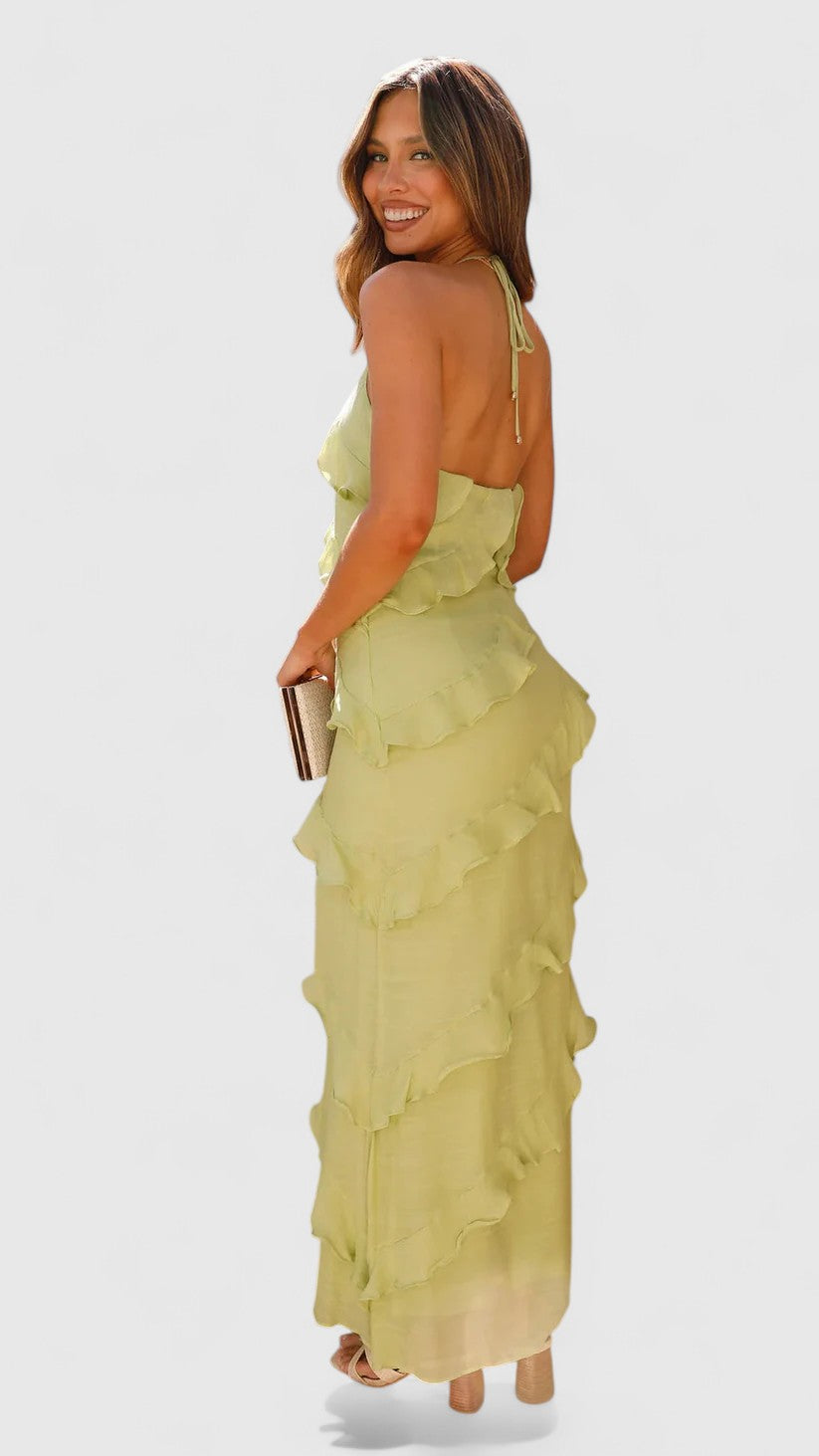 Seraphina Maxi Dress with Cascading Ruffle Layers for Eveningwear