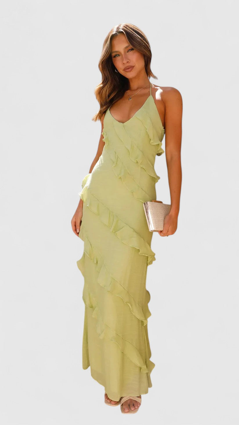 Seraphina Maxi Dress with Cascading Ruffle Layers for Eveningwear