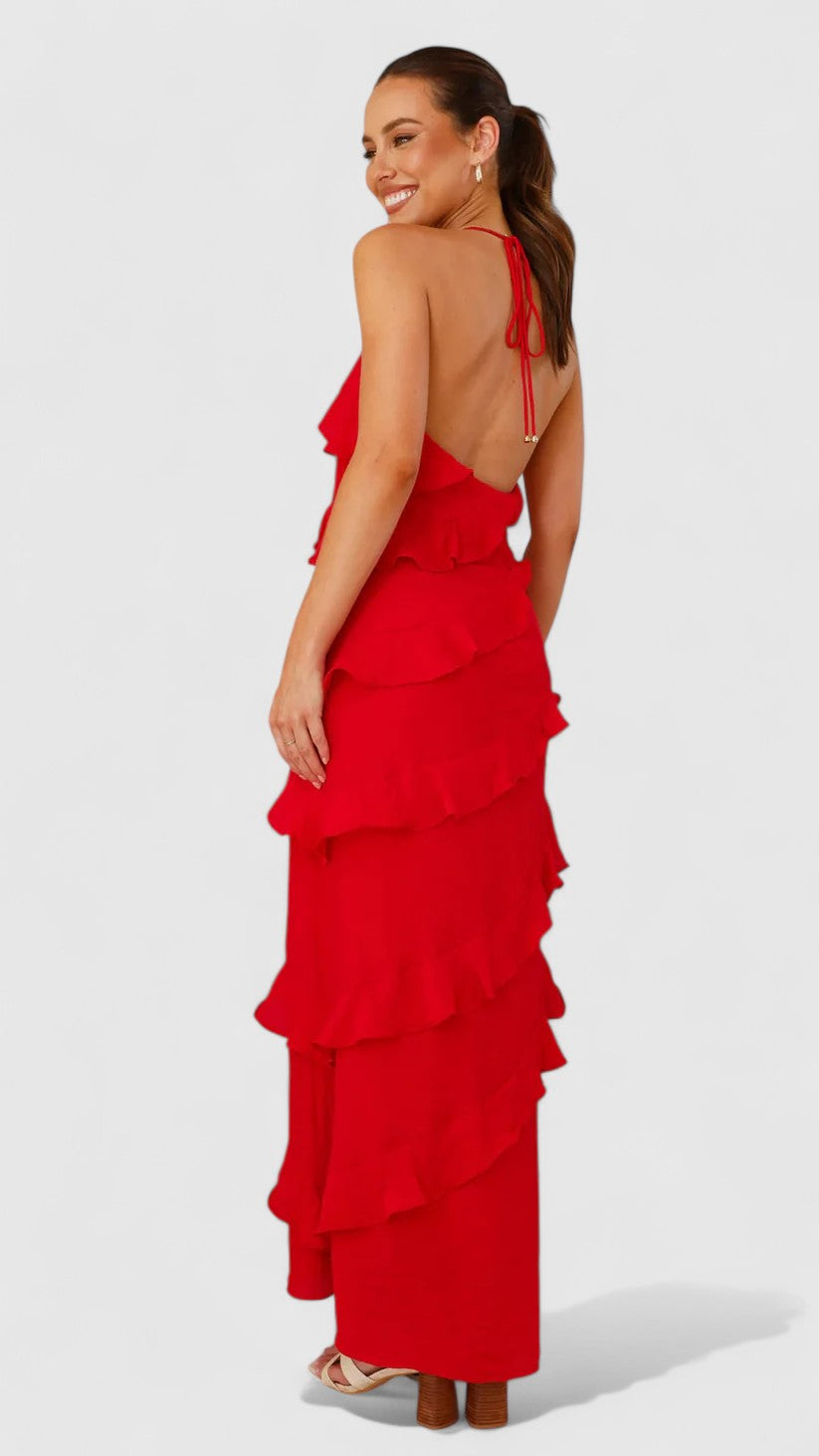 Seraphina Maxi Dress with Cascading Ruffle Layers for Eveningwear
