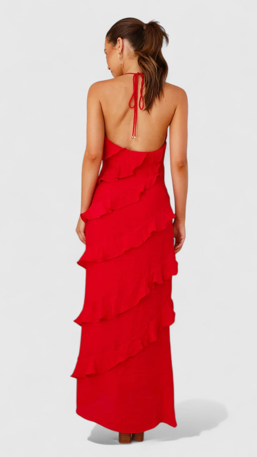 Seraphina Maxi Dress with Cascading Ruffle Layers for Eveningwear