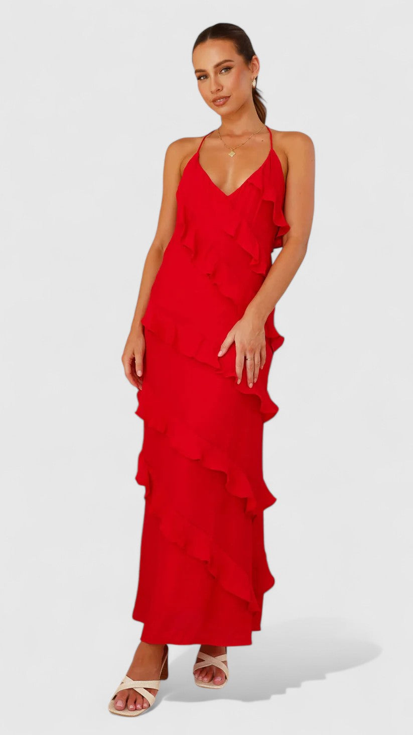 Seraphina Maxi Dress with Cascading Ruffle Layers for Eveningwear