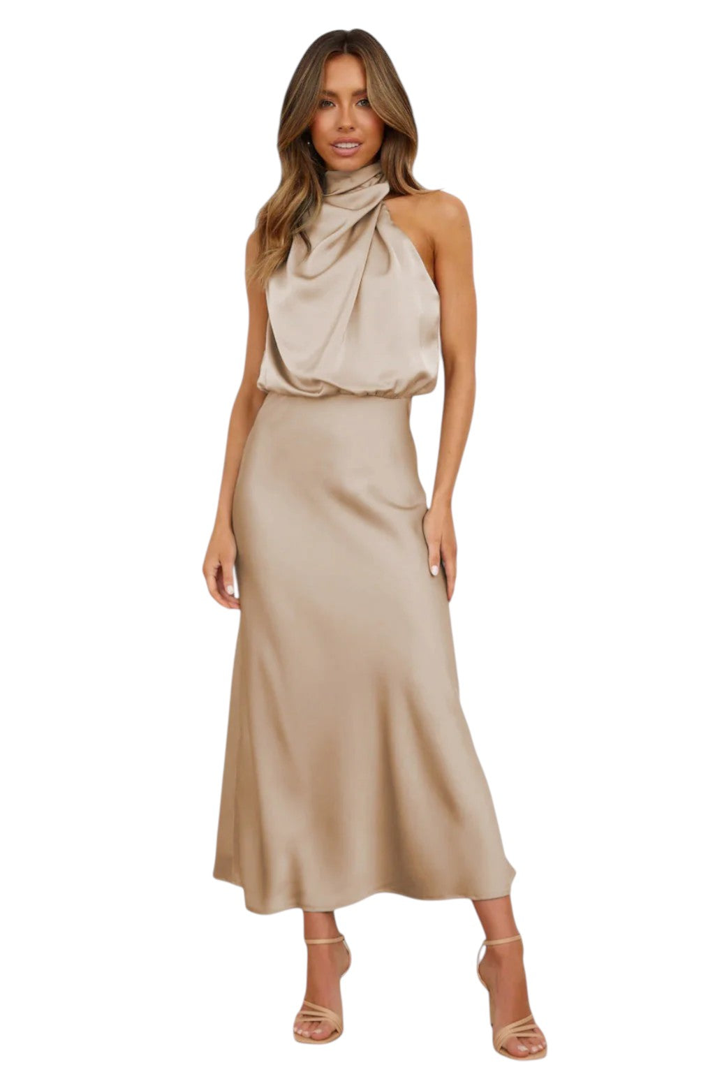 Virelle - Gown with Draped High Neck for Eveningwear