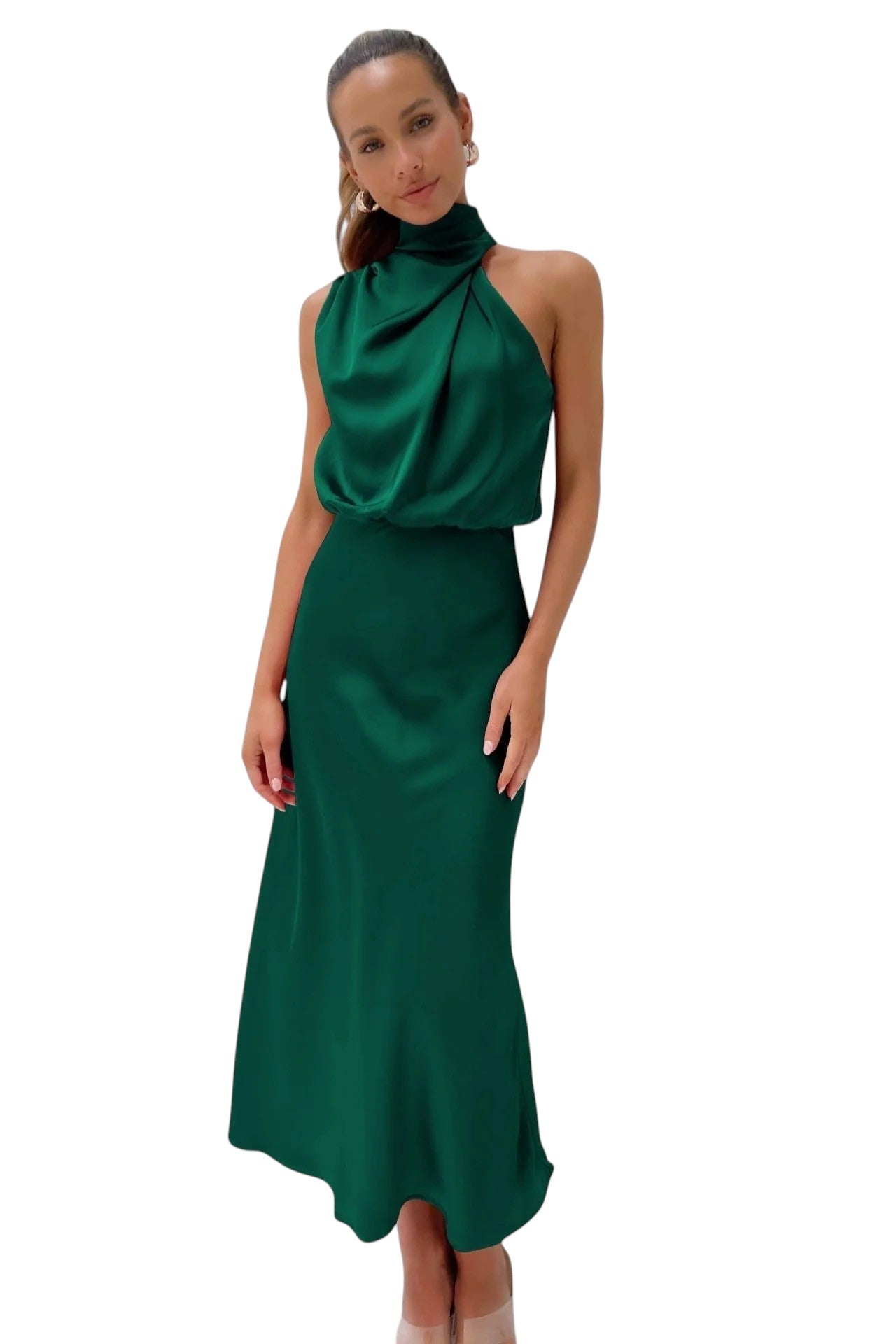 Virelle - Gown with Draped High Neck for Eveningwear