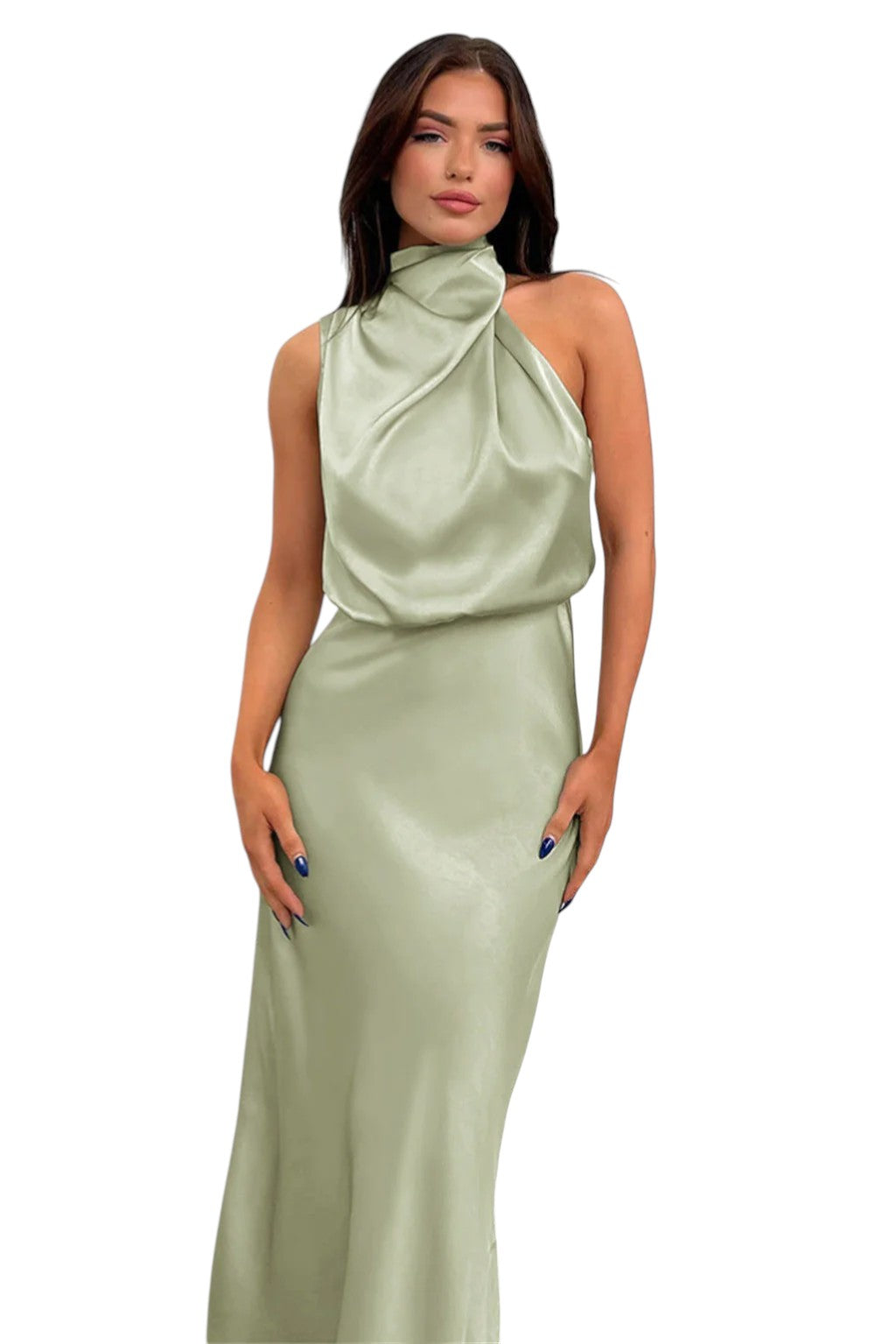 Virelle - Gown with Draped High Neck for Eveningwear