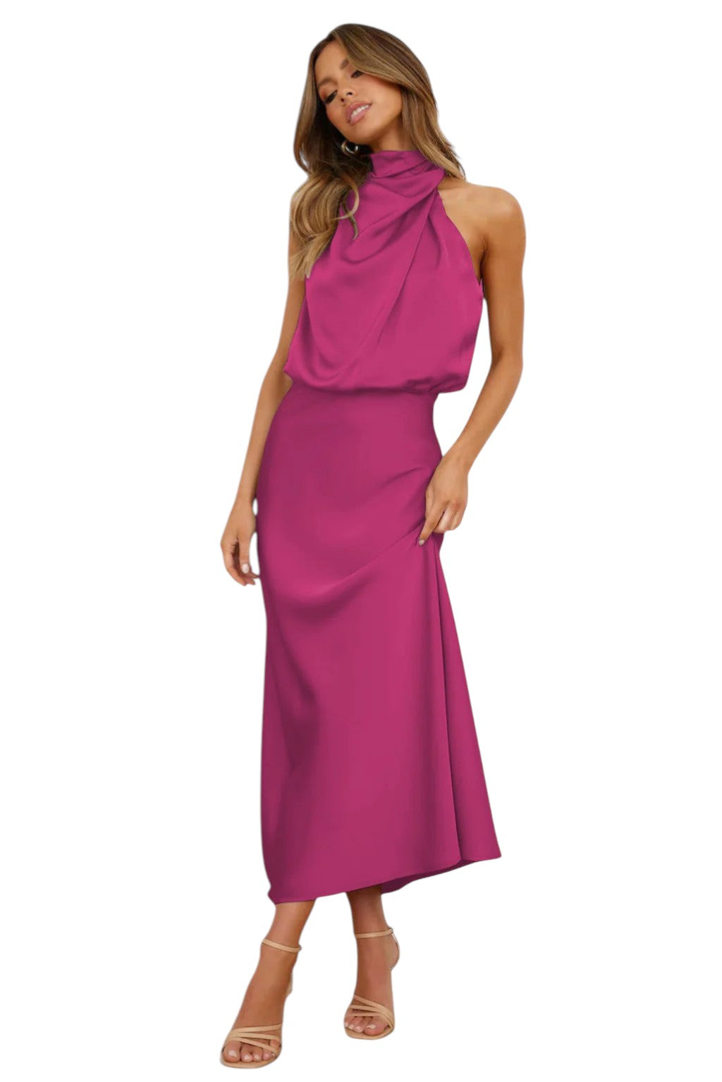 Virelle - Gown with Draped High Neck for Eveningwear