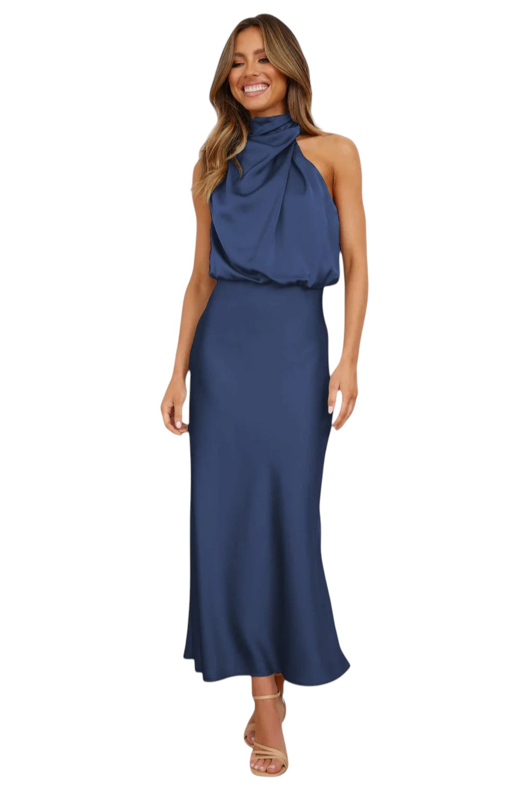 Virelle - Gown with Draped High Neck for Eveningwear