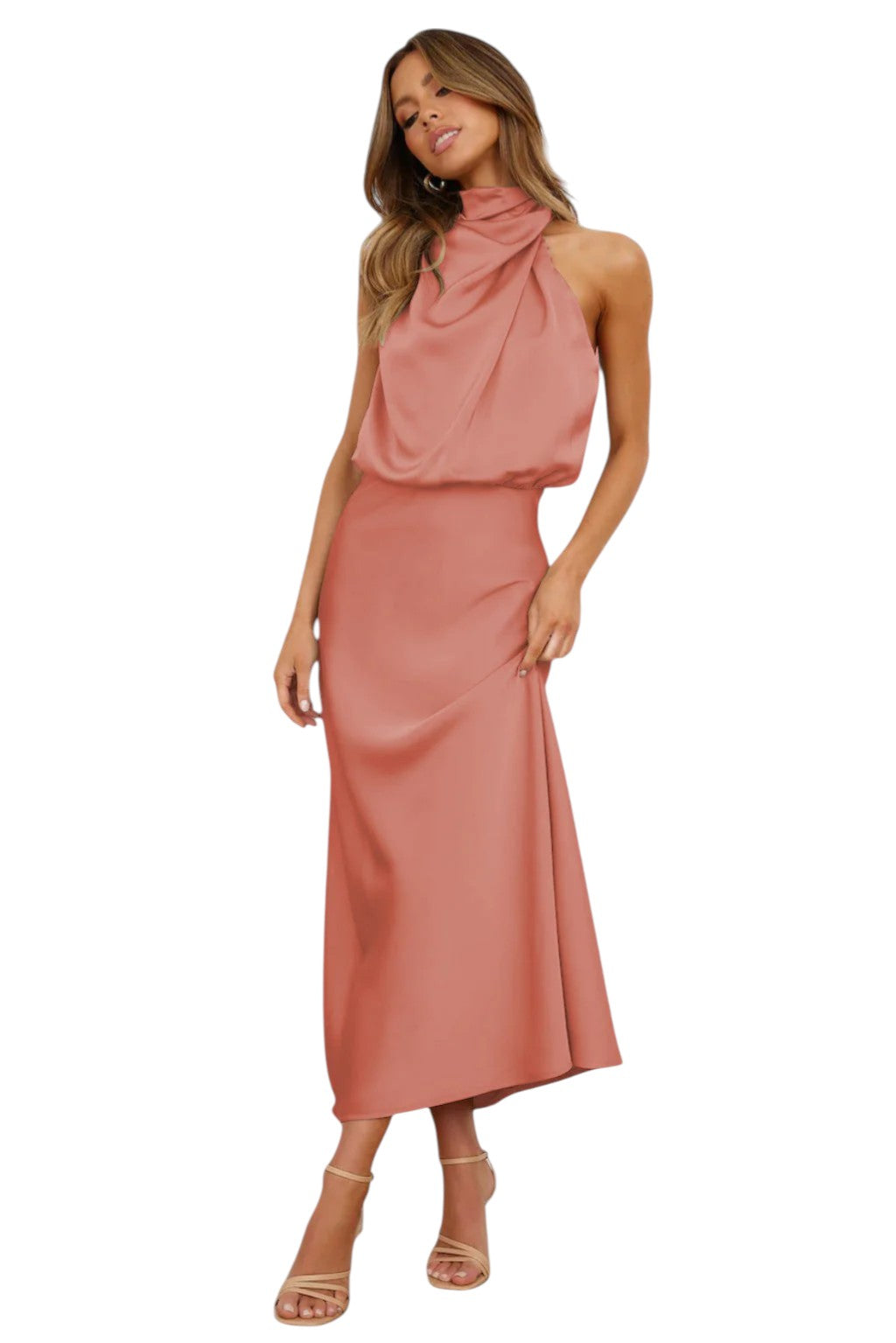 Virelle - Gown with Draped High Neck for Eveningwear