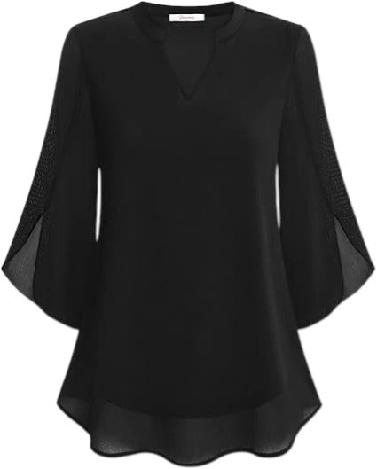 Anneliese - Flowy Blouse with Sheer Sleeves for Summer Outfits
