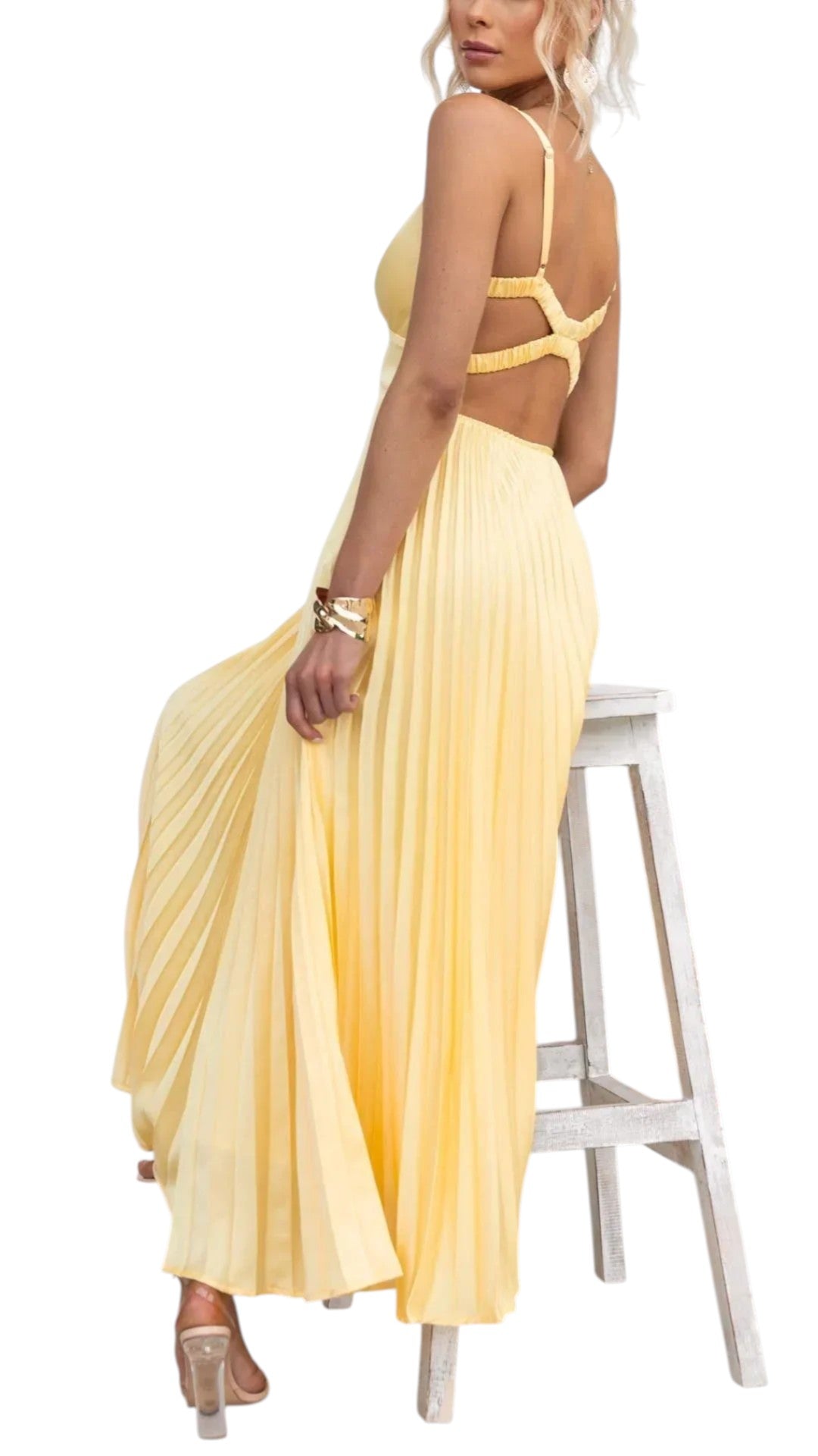 Calista - Pleated Maxi Dress with Empire Waist for Summer Outfits