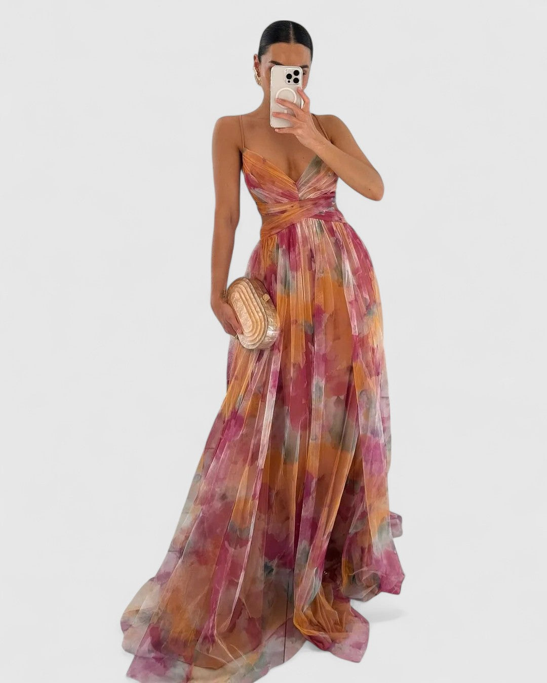 Colin Maxi Dress with Flowing Tulle Skirt for Eveningwear