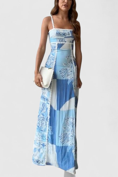 Graham Patchwork Maxi Dress with Boho-Inspired Print