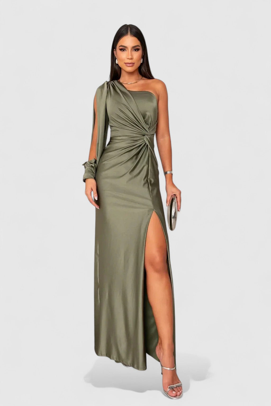 Hugh One-Shoulder Maxi Dress with High Side Slit