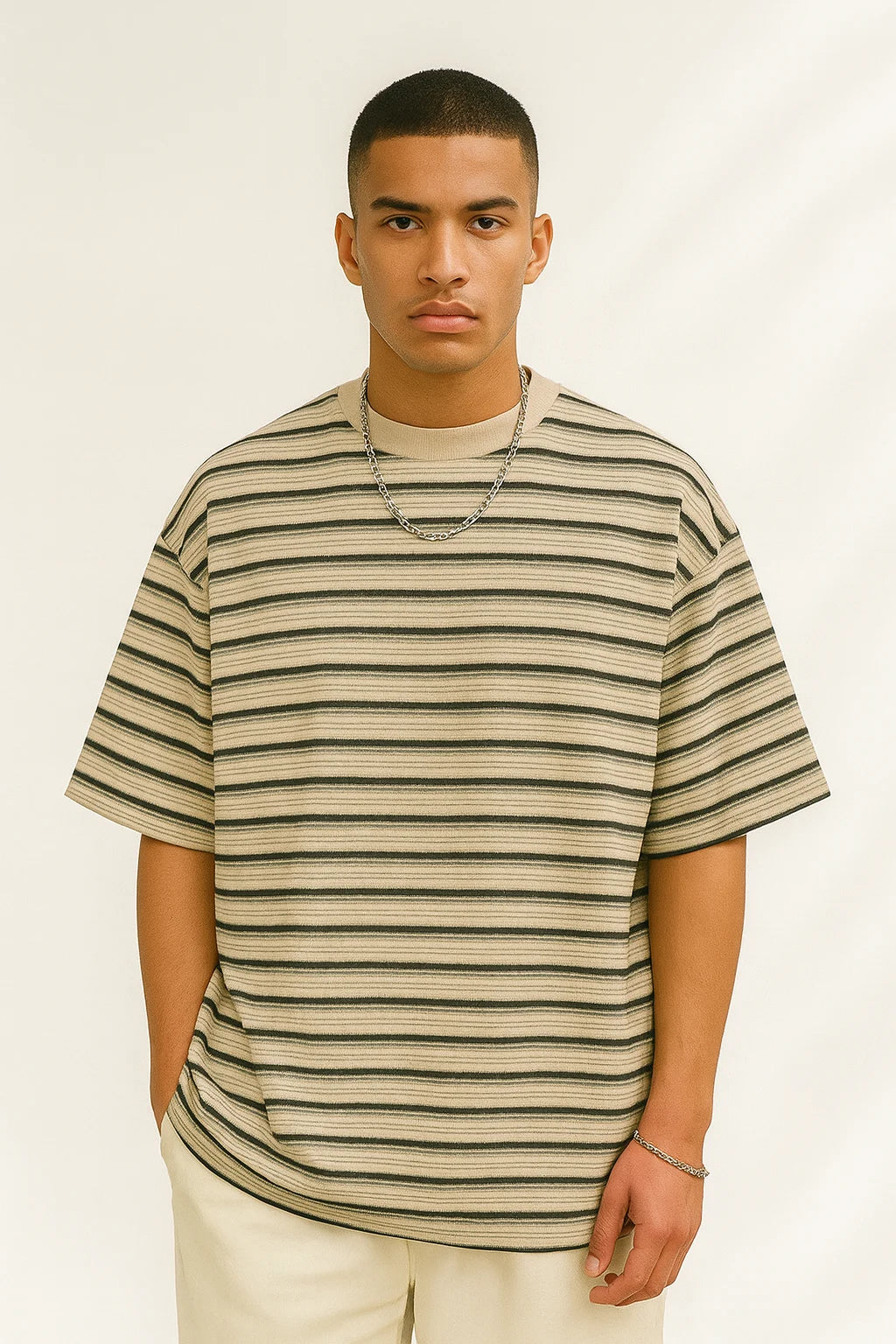 Leo - Oversized Striped T-Shirt with Ribbed Texture for Casual Streetwear